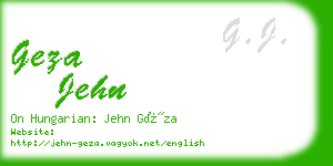 geza jehn business card